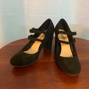 Black heeled Mary Janes